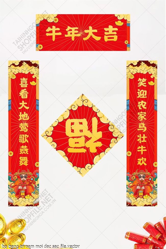 bo trang tri nam moi dac sac file vector